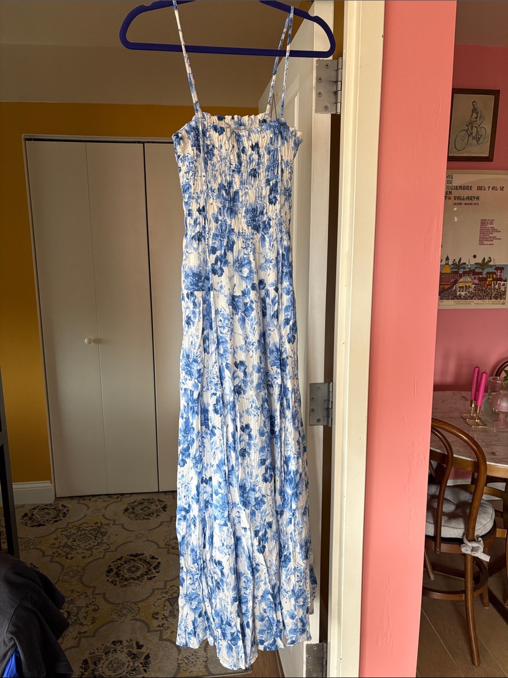 A&F Blue Floral Strappy Maxi Dress